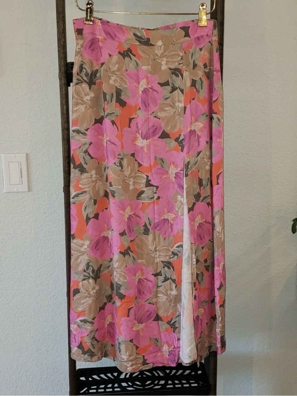 SaltwaterLuxeFloral Maxi Skirt in Pink & Tan